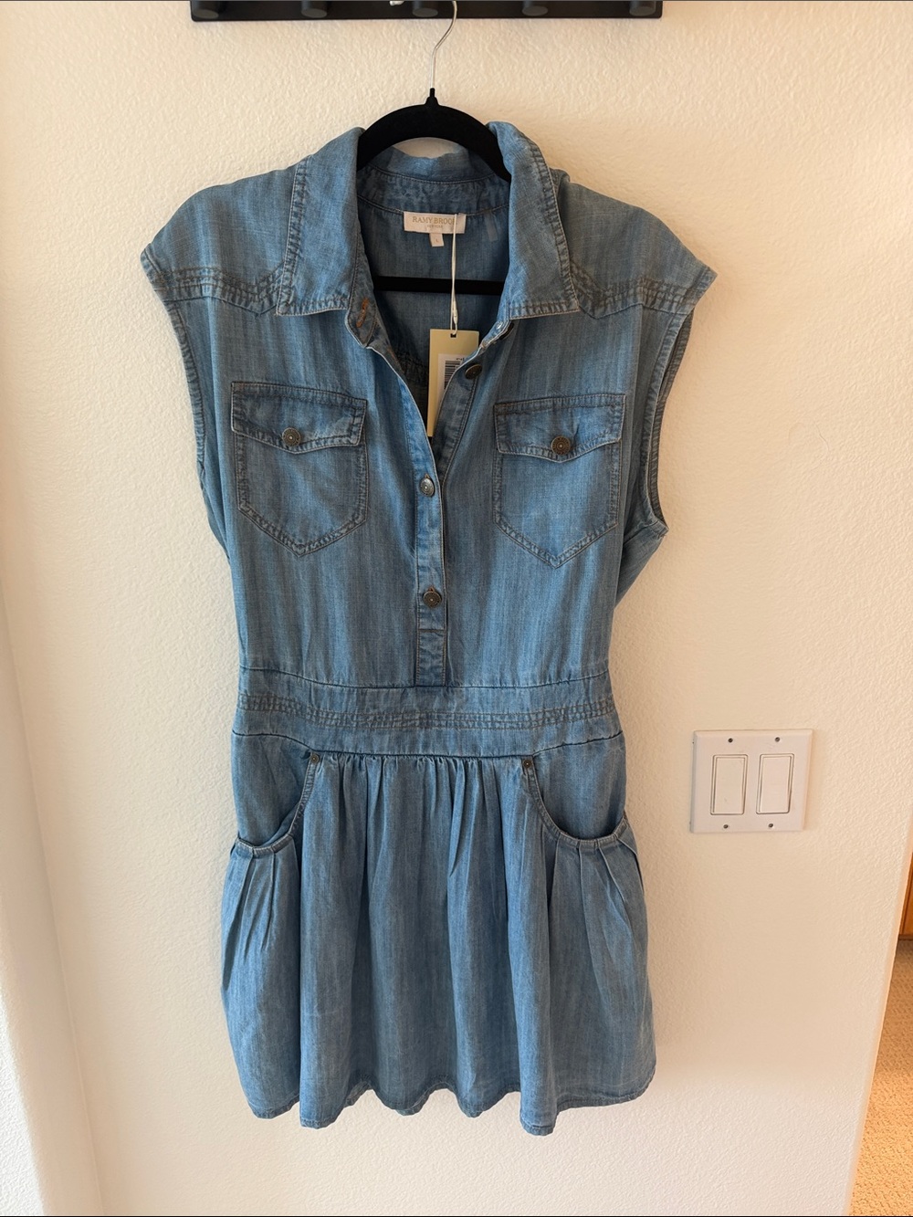 Ramy Brook Light Blue Denim Button Front Dress